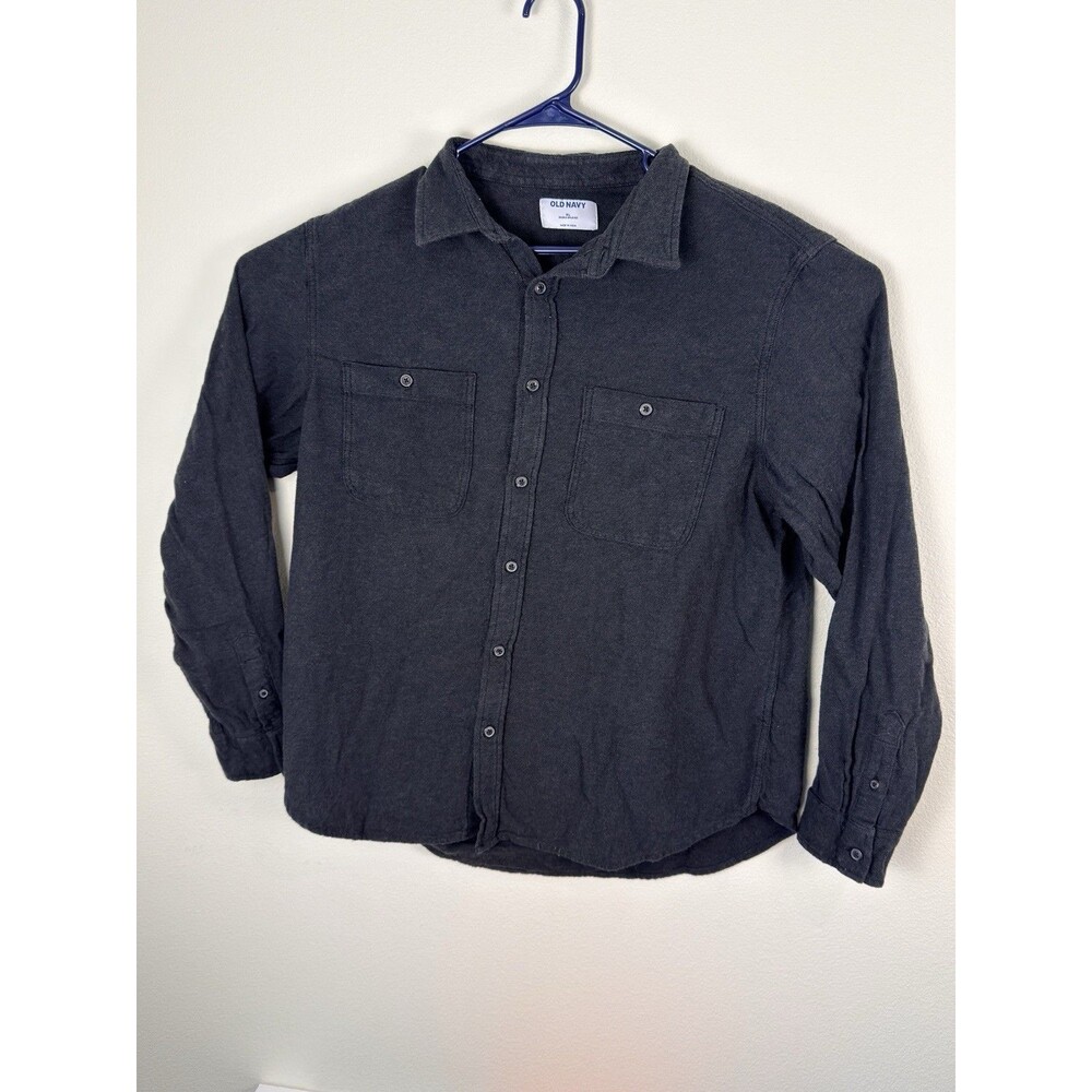 Old Navy Double Brushed Flannel Shirt Men's XL Dark Grey 100% Cotton Button up